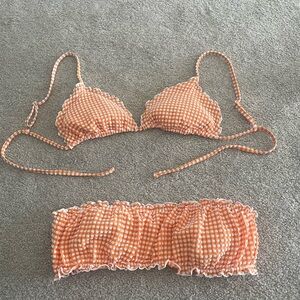 Abercrombie and Fitch Orange Gingham Bikini Tops